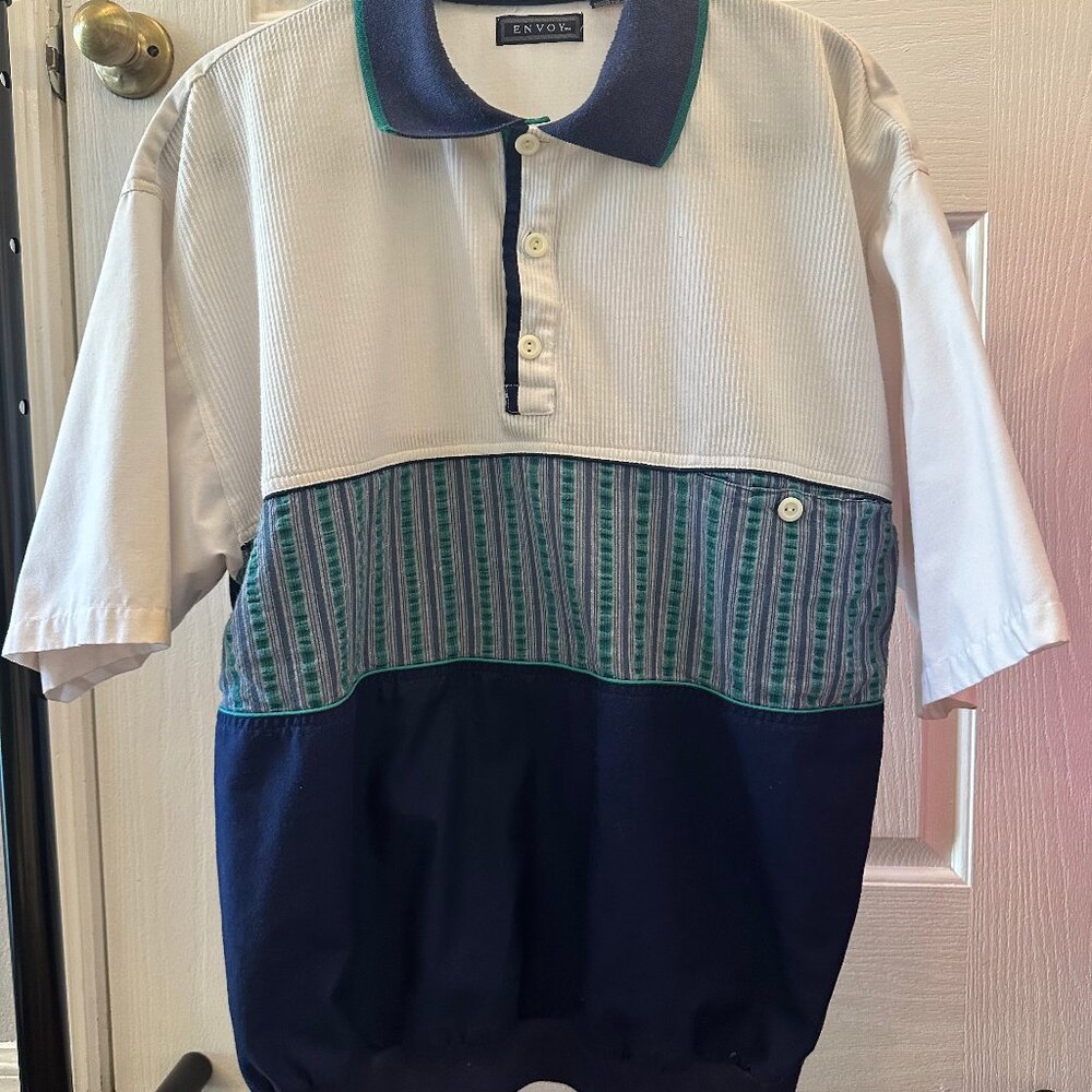 Vintage Envoy Polo Size L Please NOTE the discoloration on the left sleeve